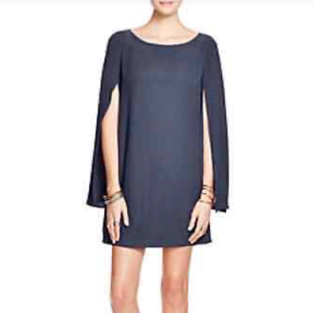 Free People Navy Open Bell Sleeve Shift Dress - Small